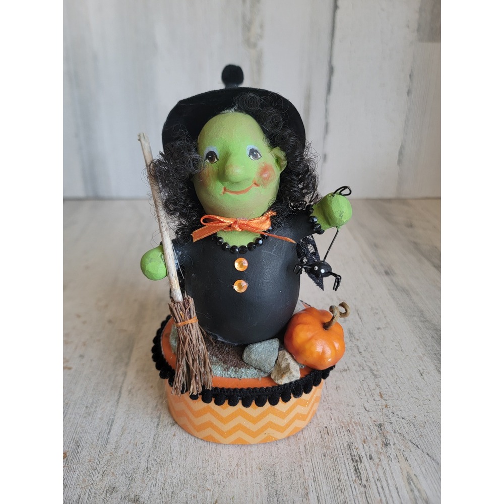 Vintage Halloween witch broom pumpkin unique figure spider home decor